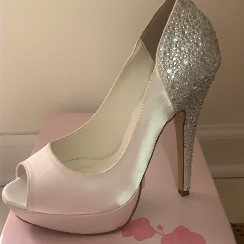 Pink Paradox London Satin heels platformed